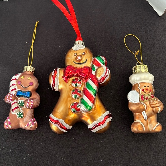 Three glass gingerbread men ornaments - Picture 1 of 3